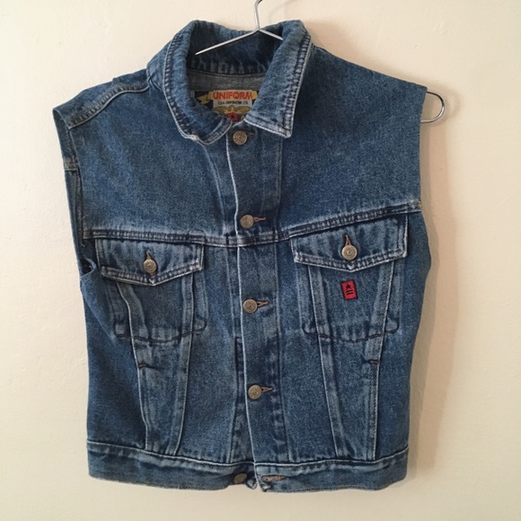 VINTAGE PUNK DENIM VEST Uniform made in USA - Picture 1 of 3